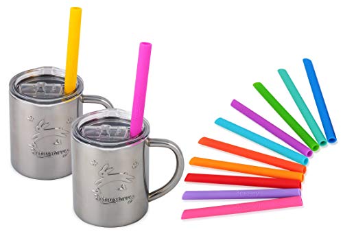 Housavvy 8Oz Kids & Toddlers Reusable Silicone Drinking Straws 12 Pack With Cleaning Brush (Smoothie Straws For Housavvy 8Oz Kids Cups) #TOP5
