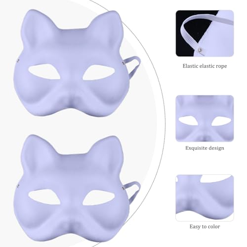Máscaras de gato blanco con correa elástica y relieve definido para Cosplay 5