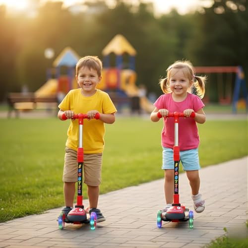 Image of Crackles Foldable Kick Scooter for Kids with LED Light Wheels | Skating Cycle Style Scooter with Adjustable Handle & Foldable Design Lightweight Ride-On Toy for Boys & Girls Outdoor Toy