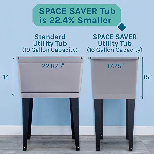 Space Saver Utility Sink By Js Jackson Supplies, Pull-Out Faucet, Soap Dispenser, Grey Tub With Chrome Finish Faucet #TOP3