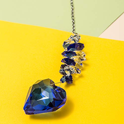 WEISIPU Sun Catcher Decor Window - Heart Crystal Ball Prism Pendant Mom Sun Catcher Hang for Window, Home Decor, (Blue)