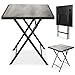 BRUBAKER Gartentisch Bergamo - 58 x 58 cm Balkontisch wetterfest - Metall Beistelltisch klappbar - Campingtisch eckig mit Holz Optik - Klapptisch für Balkon, Terrasse - Bistrotisch - Grau