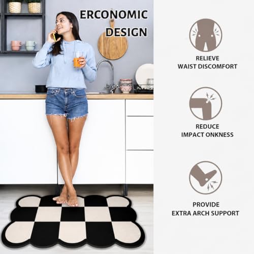 Image of Kitchen Anti Slip Mat for Floor, Waterproof Washable Kitchen Mats, Non Slip Kitchen Floor Mats for Home, Soft Mats for Kitchen, Kitchen Mats for Floor Anti Slip (Fancy Chess Style)