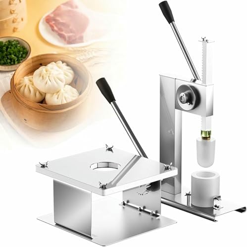 Aioneer Máquina para Hacer Bollos, Molde Semiautomático De Acero para Hacer Baozi Chinos, Máquina para Hacer Baozi con Prensa De Masa, Máquina De Cierre Y Moldes