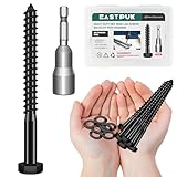 EASTPUK (8Sets) 3/8' x 4' Hex Head Lag Bolts, Heavy Duty Lag Screws with Washers, 304 Stainless Steel, 3/8 Bolt for Wood, Partial Thread, Black Oxide