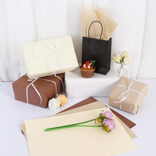 Image of BEISHIDA 90 Sheets Brown Series Tissue Paper Bulk, Wrapping Tissue Paper for Gift Bags, 14 x 20 Inch Gift Wrap for Wedding Birthday Party DIY Crafts Holiday Flowers