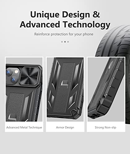 Soios For Iphone 13 Mini & 12 Mini Rugged Case: With Kickstand & Slide 13Mini 12Mini Protective Cell Phone Cover Military Grade Drop Protection Durable Tough Hard | Shockproof Textured Bumper- Black #TOP6