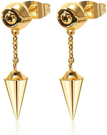 HELLOICE Eye of Ra Hoop Earrings Dangle Earrings Stud Earrings Hypoallergenic 18K Gold Plated Mummy Huggie Earrings for Men and Women (Dangle Earrings - Gold)