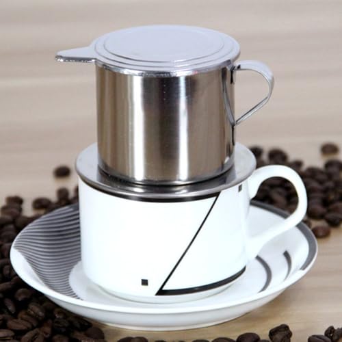 VRTYVEYBB Taza de café vietnamita de acero inoxidable con filtro para café de goteo, 100 ml, color plateado, para viajes, camping y oficina
