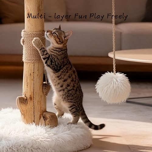 Torre moderna para gatos interior madera sólida 33 pulg miniatura 2