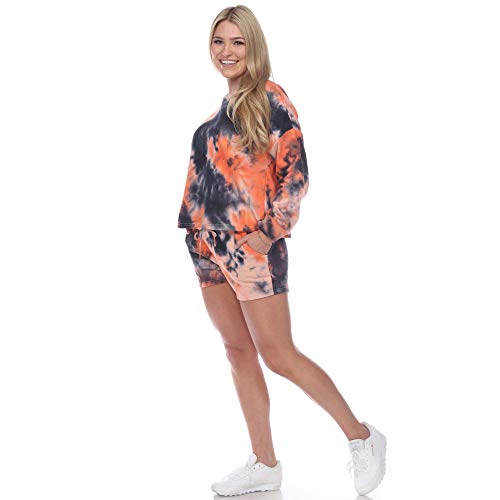 white mark Tie Dye Lounge Long Sleeve Sweater & Shorts Set3