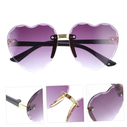 Heart Shaped Rimless Sunglasses for Transparent Gradient Gray Lens Eyewear Frame Party Accessory for Boys and Colorful Design for Summer and Birthday Events2