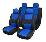 Automotive Seat Covers Blue Universal Fit Full Set Flat Cloth Fabric fits most Cars, SUVs, Trucks,...