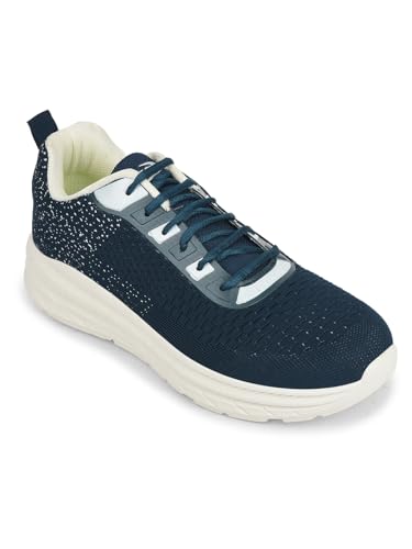 Image of Liberty Force 10 MATCHER-3E Lacing Sports Running Shoes for Men - Black & Teal Blue | Comfortable and Durable | Suitable for Lace-Up Gym, Walking, Jogging & Outdoor Shoes for Gents | Cushioned Footbed