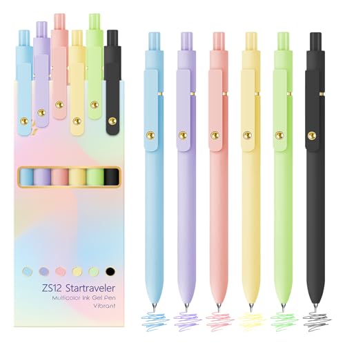 YOXMJDB 6 Pcs Colored Pens Colorful Pens 0.5mm Colored Ink Gel Pen Fine Point Smooth Writing Pen for Journaling and Note Taking Office School Supplies Gifts for Teacher Nurse (6 Pcs Vibrant Gold)