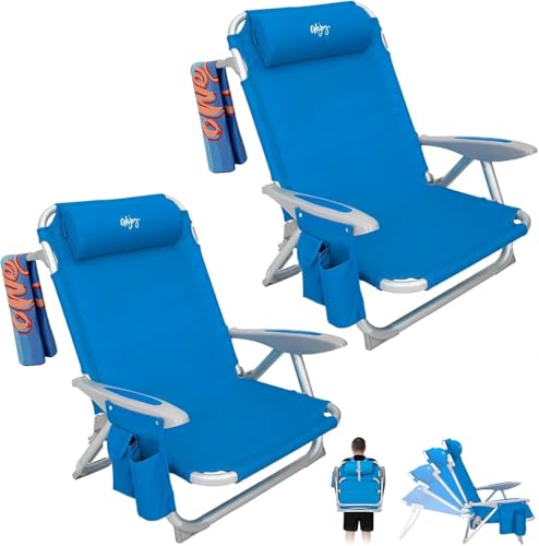 #WEJOY Chaise de Plage Pliable Lot de 2 Fauteuil de Plage Camping à 4 Position Réglable Siege de Plage Pliante Portable Chaise Basse de Camping en Aluminium...
