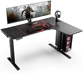 EUREKA ERGONOMIC Electric Corner Standing Desk L Shaped Height Adjustable PC Gaming Desks,Stand Up Desk Adjustable Large Table With Height Memory Preset Function for Home Office Right