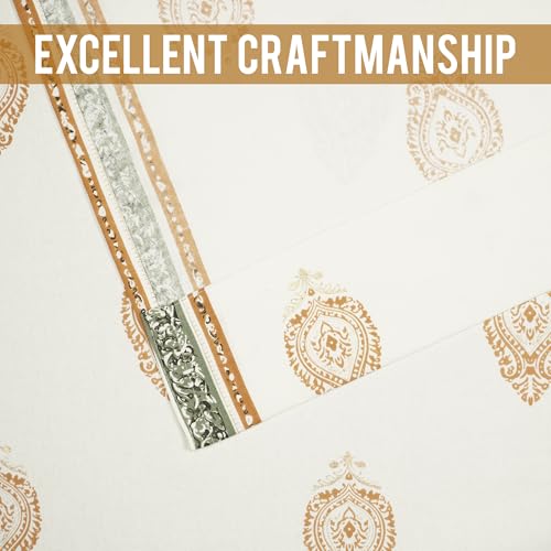 Image of Story@Home Cotton Curtain | Curtains 8 Feet Long Set of 2 | Motif Printed | Bohemian Curtain | Room Darkening Curtain | Semi Long Door Curtains for Living Room | (116 X 242 Cm, Mustard Yellow & Beige)