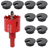 10 Stück Schreibtisch Kabeldurchführung Schreibtisch,Tisch Kabeldurchführung,mit 35mm Lochsäge mit 1 x Sechskant Adapter,Kabel Durchführungen für Tisch Büro Arbeitsplatten(Schwarz)
