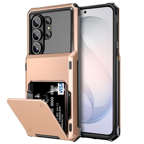 Vofolen for Samsung Galaxy S26 Ultra Case Wallet with Card Holder 4-Card Slots Dual Layer Heavy Duty Shockproof Drop Protective Hard PC Soft TPU Hidden Flip Slim Pocket Phone Cover for Women-Rose Gold