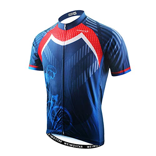 Men's Cycling Jersey Short Sleeve Bike Shirt Riding Tops Outdoor MTB Bicycle Clothing S Dark Blue