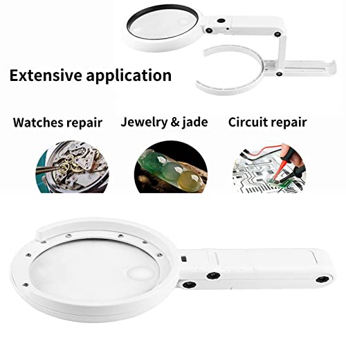 Portable Magnifying Glass With 8 Led Lights And Stand, Handheld 3.5X 10X Magnifying Glass With Dual Magnification Lens, Usb And Battery Operated Dimmable Magnifier For Reading, Jewlery Checking (L) #TOP4