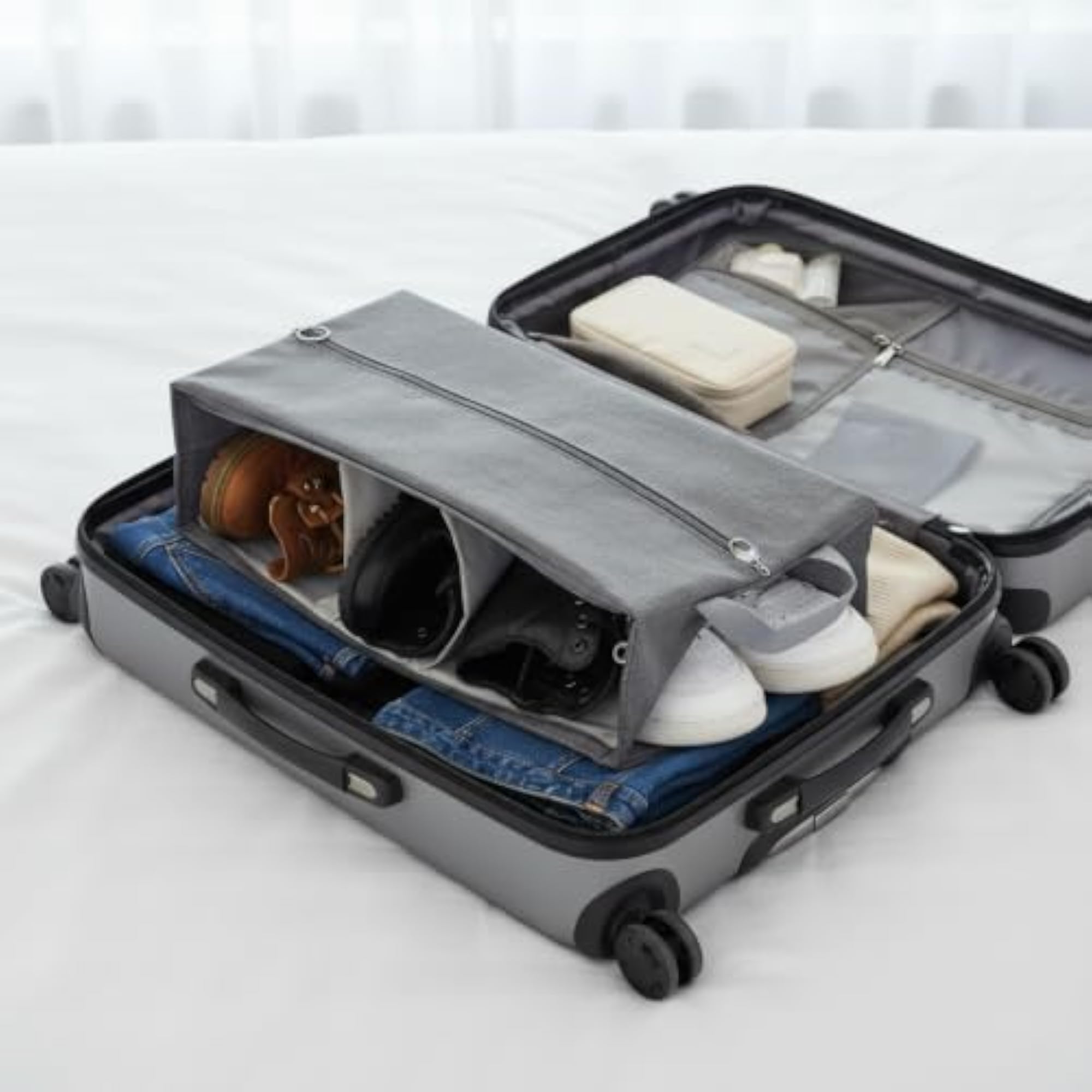 Portable Waterproof Shoe Storage Bag for Travel Gray