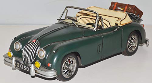 JS Garten Deko Blechauto Nostalgie Modellauto Oldtimer Marke Jaguar XK 150 Sportwagen aus Blech L 31 cm