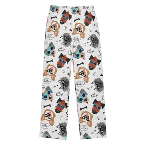 Hand Drawn Dogs Glasses Boys Pants for Kids Jogger Pants with Pockets S-XL
