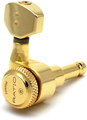 PRL-8721-G0 : RATIO LOCKING TUNED MACHINE HEADS - ELECTRIC 6 IN LINE CONTEMPORARY MINI GOLD 2 PIN