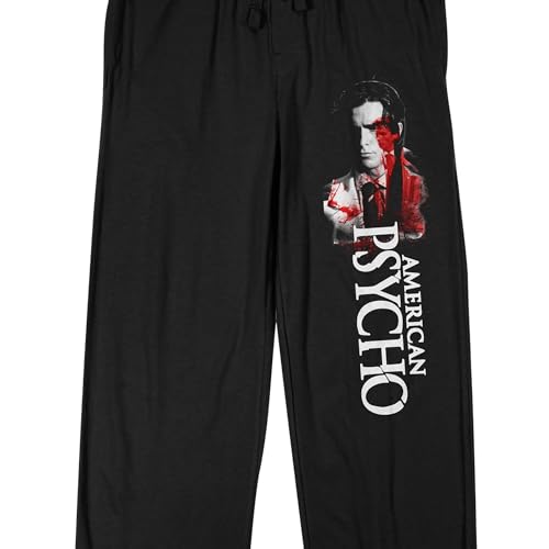 Bioworld American Psycho Title Logo and Patrick Batemen Men's Black Sleep Pants2