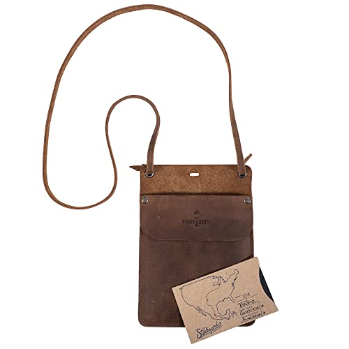 Heavy Duty Hide, Work Pocket With Hanging Strap For Neck Handmade From Full Grain Leather - Bourbon Brown #TOP6