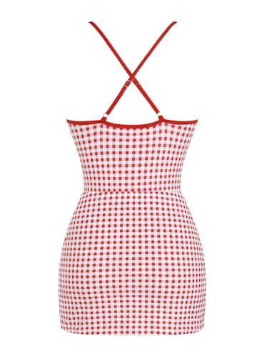Image of ZAFUL Women's One Piece Swimsuit with Skirt V Neck Colorblock Bathing Suit | Front Cut Out Swimsuit Criss Cross One Piece Bathing Suit