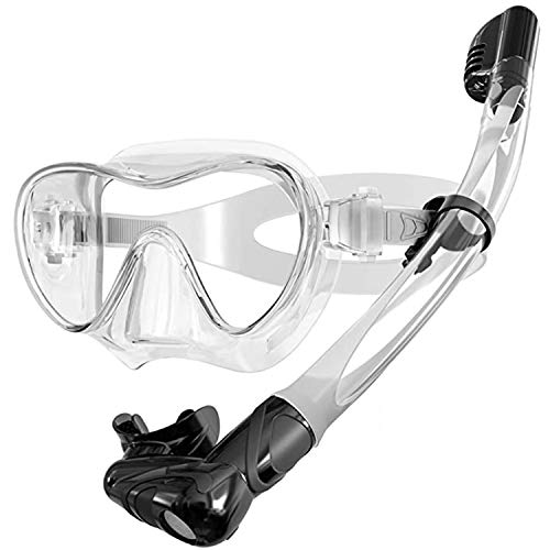 Keystand Snorkel Mask, Foldable Snorkel Set Snorkeling Gear, Detachable Free Breathing Snorkeling Packages, Anti Leak Tempered Glass, Scuba Mask Snorkel Gear for Adults Youth Kids