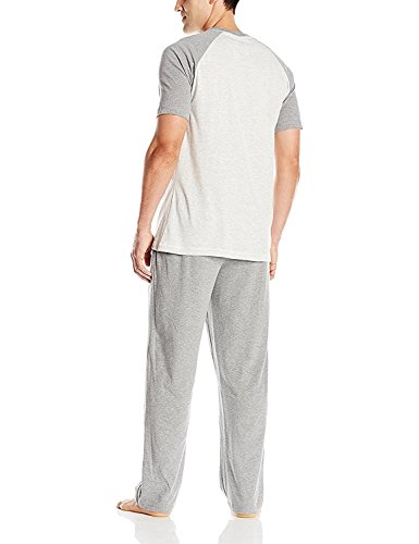 Hanes Men's Adult X-Temp Short Sleeve Cotton Raglan Shirt And Pants Pajamas Pjs Sleepwear Lounge Set - Grey (2X-Large) #TOP1
