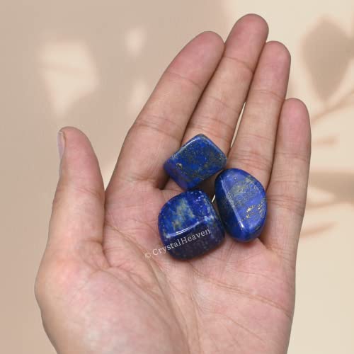 Image of Certified Lapis Lazuli Crystal Healing Tumbled Stone, Natural Polished Crystals for DIY Crafts, Manifestation, Meditation, Pooja Feng Shui and Reiki Healing (30 Grams)