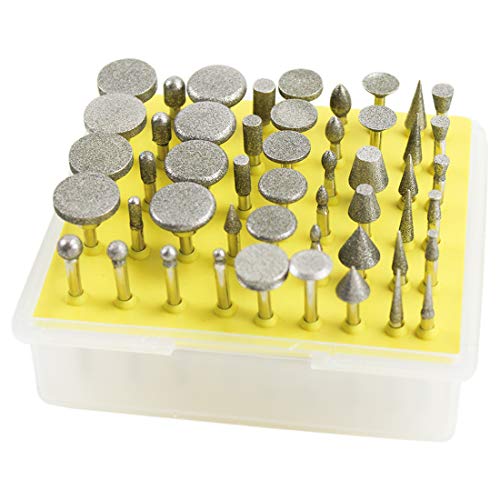 Polarpra 50Piece Diamond Coated Rotary Burrs Set,1/8Inch Ideal Shank Assorted Diamond Grinding Burr Set With Round Ball Heads Compatible with Dremel Rotary Tool Ineed for Hobbyist,DIY,Craftsman