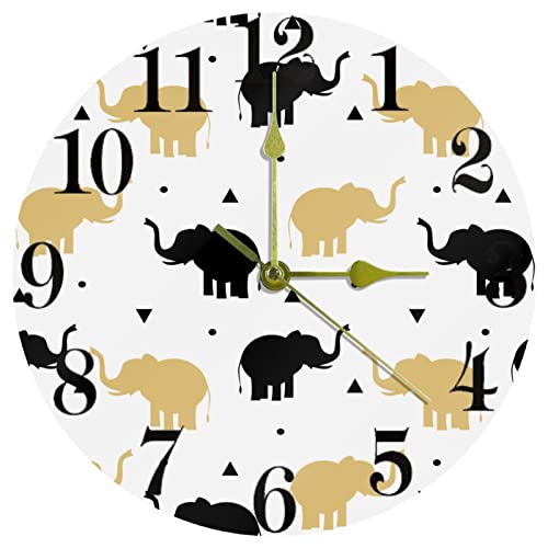 Horloge murale éléphant noire silencieuse sans tic-tac pour mieux dormir
