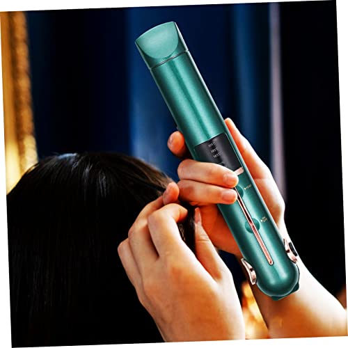 Plancha para el cabello y rizador 2 en 1 portátil mini de SaditY, con placas de cerámica, inalámbrica y con cable, temperatura ajustable (160–200 °C), color verde miniatura 3