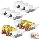 4 Stück Taco Halter mit Haltegriffen, Backofenfest Edelstahl Tortilla Ständer, Spülmaschinenfest Hot Dog Halterung Breiter Wellenform Ständer für Tacos, Tortillas, Sandwiches, Würste, Pfannkuchen