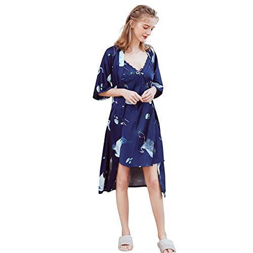 Womens Floral Satin Kimono Robes Bride Bridesmaids Nightdress Satin Wedding Kimono Bridal Lingerie for Ladies