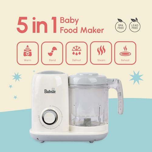Image of Lil Chef 5-in-1 Baby Food Processor with Silicon Food Feeder | Steamer, Blender, Reheat, Defrost & Bottle Warmer | Portable Travel Baby Food Cooker, Puree Maker and Blender for Homemade Meals