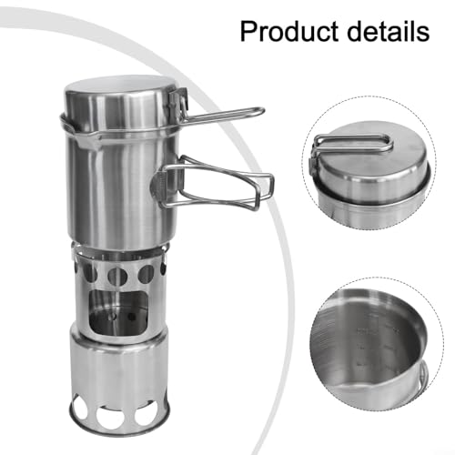 Estufa ligera de acero inoxidable para mochileros y olla de cocina 6