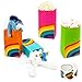 NIMU 40 Pieces Rainbow Party Bag with 100 Heart Stickers, All in One Package Ideal for Birthday Gifts Halloween and Party Favours Multi-use for Girls Boys Kids Party Supplies Prime