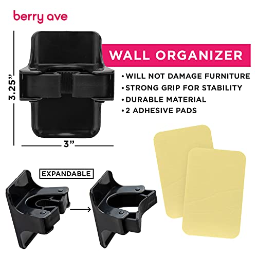 Image of Combo 5 Slot Broom Holder w / 1 Self Adhesive Mop Gripper No-Drilling, Wall Mount Tool Organizers For Kitchen, Garage, Laundry Room- Anti-Slip Hanger For Brooms, Mops, Rakes, Dustpans (Black / Black)