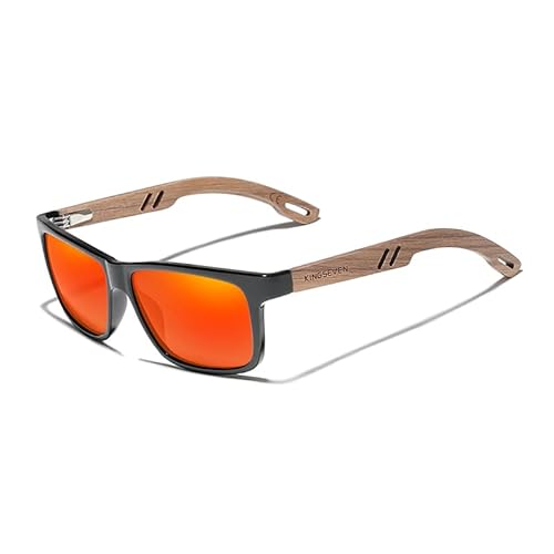 Kingseven Diseño De La Marca Tr90 Madera Nogal Gafas De Sol Hechas A Mano Hombres Polarizados Accesorios Gafas De Sol Bisagra Reforzada, Negro Rojo, 56 Kingseven Diseño De La Marca Tr90 Madera Nogal Gafas De Sol Hechas A Mano Hombres Polarizados Accesorios Gafas De Sol Bisagra Reforzada, Negro Rojo, 56