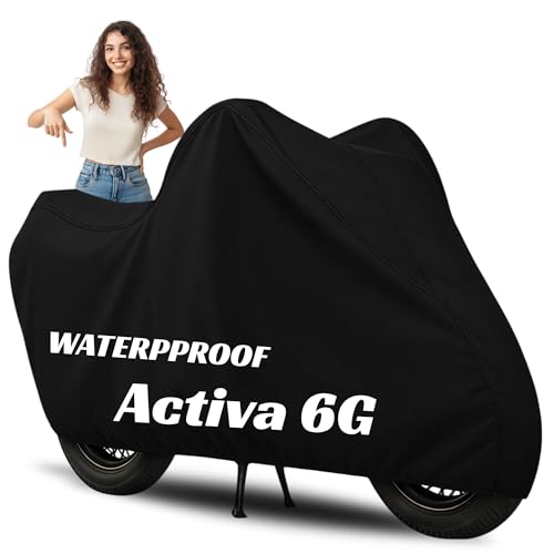 Image of 100% Waterproof Activa 6g Bike Cover | Polyester Body Cover for Rain & Sun | UV Protection, Dustproof, Scratch Resistant, Windproof, Heat Resistant, Vehicle Specific Fit (Black)
