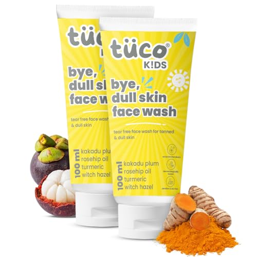 Image of Tuco Kids Face Wash | Perfect for Dull Skin | Infused with Turmeric, Kakadu Plum, Rosehip Oil, Safflower Oil, Witch Hazel | Ages 2-5, 4-10, 10-15, 5-10 Years | Paraben, Sulphate Free |100 mlPack of 2