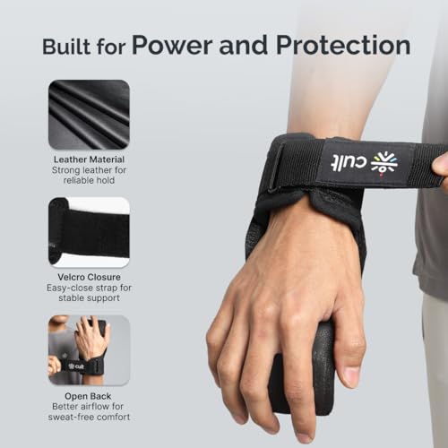 Image of CULT Folding Open Gym Training Gloves & Hand Grips for Men & Women | Lightweight Half Finger Exercise Gloves for Home Workout, Calisthenics & Fitness Gym - Free Size