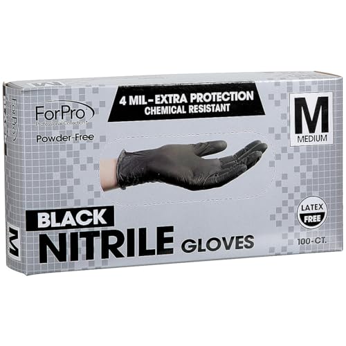 Image of ForPro Disposable Nitrile Gloves, Chemical Resistant, Powder-Free, Latex-Free, Non-Sterile, Food Safe, 4 Mil